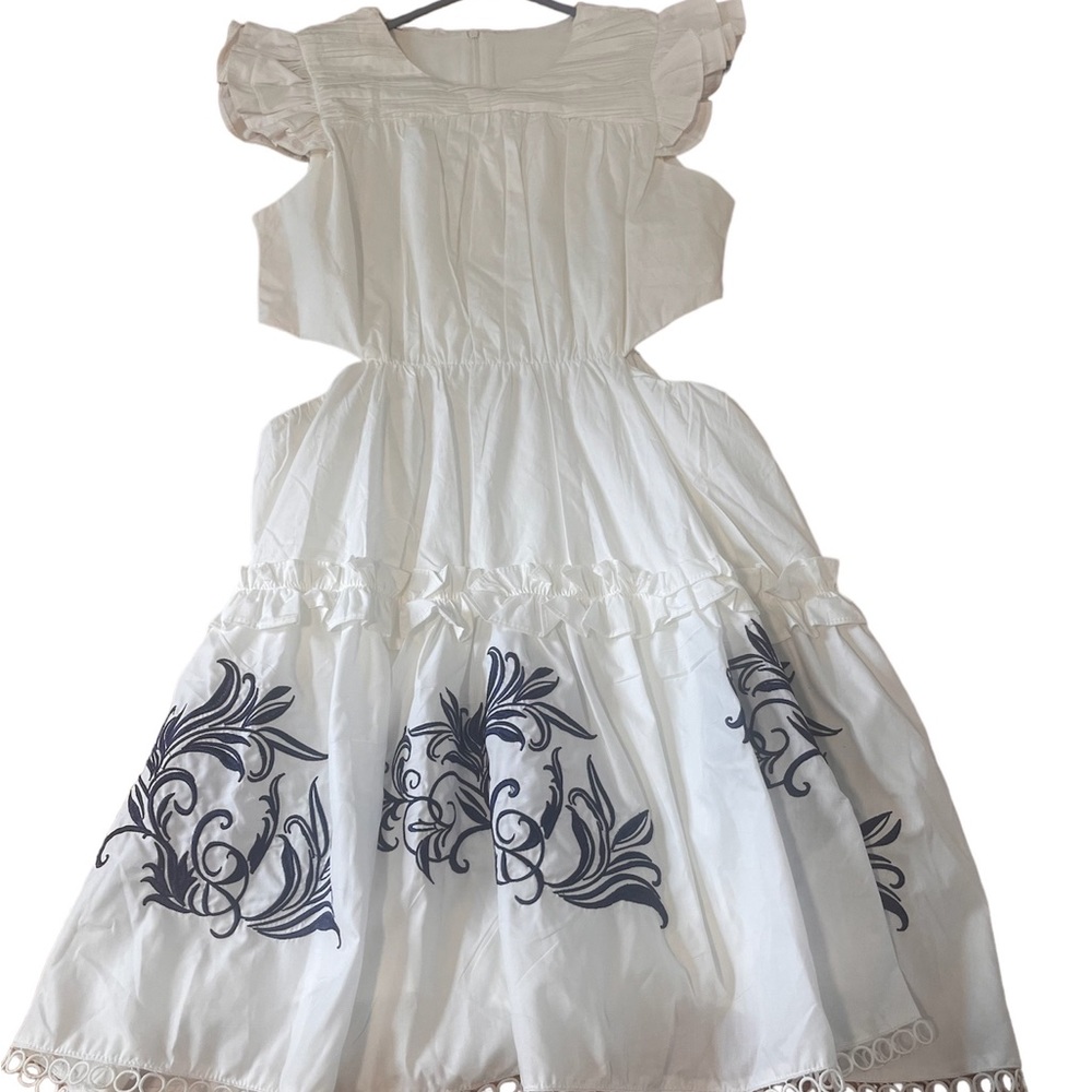 Cute and Casual White Summer Dress with Cut-Outs